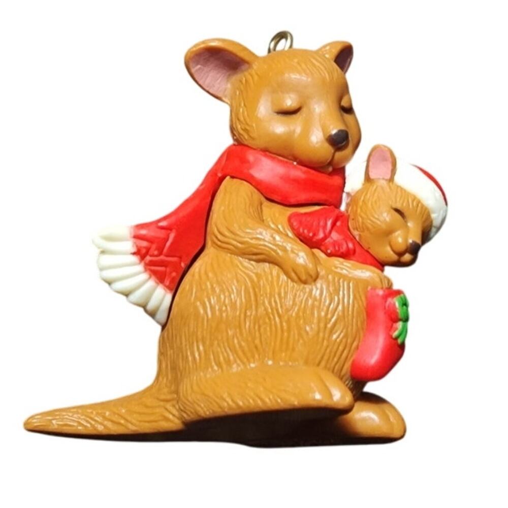 Vintage 1983 Avon Kangaroo and Joey Christmas Ornament